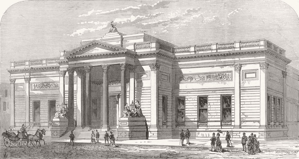 LANCS. The walker art gallery at Liverpool 1874 old antique print picture